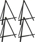 U.S. Art Supply 16" Black Wood Tabletop Easel (4 Pack) - Adjustable A-Frame Canvas Stand for Painting Party & Signs - Table Top Easel for Painting, Canvas Holder, Crafts, Photos, Pictures