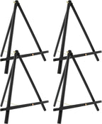 U.S. Art Supply 16" Black Wood Tabletop Easel (4 Pack) - Adjustable A-Frame Canvas Stand for Painting Party & Signs - Table Top Easel for Painting, Canvas Holder, Crafts, Photos, Pictures