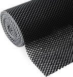 Shelf Liner, Non-Adhesive Roll Drawer Liners 12 Inches x 20 Feet for Drawers, Non Slip Grip Durable Strong Clean, for Cabinets, Kitchen, Storage, Desks, Kitchenware, Tableware, Black