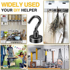 DIYMAG Magnetic Hooks, 28pack Magnet Hook Essentials Strong Heavy Magnetics for Kitchen Refrigerator Hanging Classroom Cruise Cabins Locker Accessories Cubicle Black