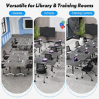 Goakwwuz Conference Room Table, Folding Conference Tables,Thicken Grey Tabletop,Flip Top Wooden Seminar Meeting Room Table for Conference Room Offices (10, Grey, 70.8”)