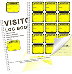 1 Pack Visitor Badges with Carbon Copy Visitor Stickers Letter Size Visitor Log Book Protecting Privacy Pages Register Book Business Guest Name tag for School Clinics Church 450 Badges 60 Memo Pages