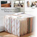 Fei Bi 1 Pack Metal Hanging Rose Gold File Organizer, Basket, Box, Storage Box, Office and School Supplies Organizer