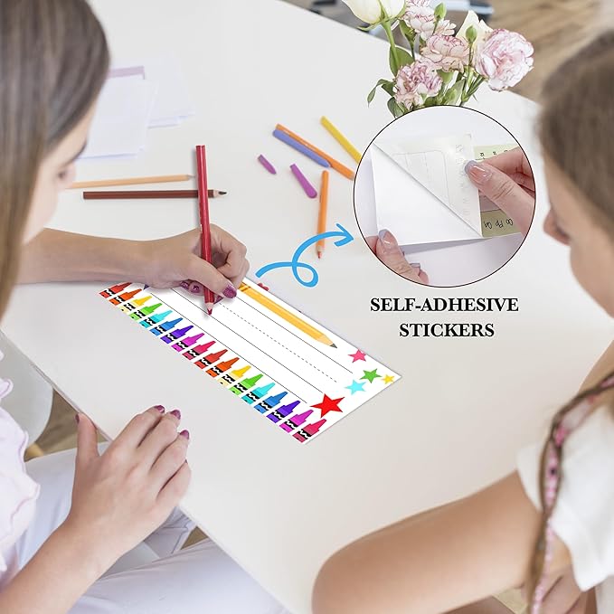 Name Tags for Students Desks, Colorful Pencils Theme Name Plates, Name Labels for School Desks, Back to School Classroom Decor, 30 Pack