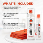 WHOOSH! Screen Shine Duo XL - Screen Cleaner Spray and Wipe for Eyeglasses, Phone & Laptop - Removes Fingerprints - Includes 3.4 oz + 1 oz Leak-Free Bottles & 2 Microfiber Cloths for Home & Travel