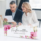 Personalized Desk Name Plate - Acrylic Accessory (Pink Butterfly Orchid)