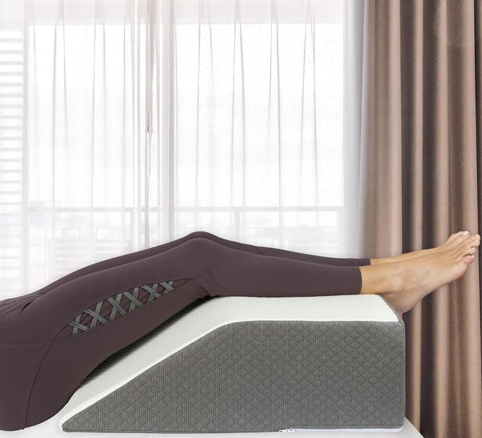 Kolbs Leg Elevation Pillow for After Surgery | Flat Top Bed Wedge Bolster Pillow for Legs | Foot, Knee, Ankle Elevation Post Surgery (Flat Top 7" Height)