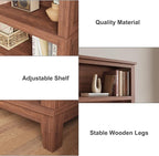 IDEALHOUSE 71" Farmhouse Bookshelf w/Adjustable Shelves & 31.5 in Whidth, 5 Tier Tall Bookcase with Wood Legs, Rustic Wooedn Book Shelf for Living Room Office (Brown, 71.3" H x 15.7" W x 11.8" D)