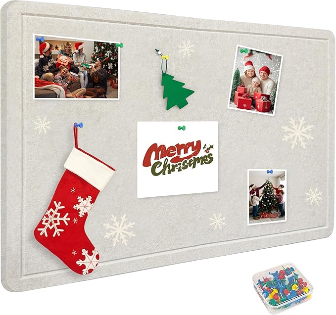 Yunihome Large Bulletin Board - Foldable 24x18 Inches Cork Board Alternative with 20 Push Pins, Self-Adhesive Felt Bulletin Board for Wall, Home Office Classroom Decor
