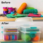 IRIS USA 6 Qt. Plastic Storage Bins Containers with Lids, 3 Pack, Small Sensory Bin, Craft Storage, Craft Organizers & Storage, Organizing Container for Home, Office & Art Supplies, Stackable, Clear