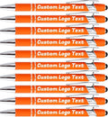 HEYZARDA Personalized Pens with Name Text Logo Custom Ballpoint Pen for Business Office Events with Stylus for Touchscreen 50 Pcs Orange