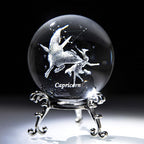 3D Laser Constellation Ball Crystal Paperweight Full Sphere Glass Fengshui with Sliver-Plated Flowering Stand(Capricorn)