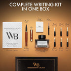 Wordsworth & Black Calligraphy Pen Gift Set, Includes Ink Bottle, 6 Ink Cartridges, Ink Refill Converter, 6 Replacement Nibs, Luxury Bamboo, Journaling, Smooth Writing Pens [Rosewood]