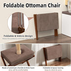 BAMBOOHOMIE Foldable Foot Stool Ottoman, Modern Foot Rest with Bamboo X Legs & Thick Foam Cushion, Folding Foot Stools Small Padded for Bedroom Living Room, Footstool for Chair Couch (Brown - Brown)