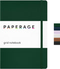 PAPERAGE Graph Paper Journal Notebook, (Dark Green), 160 Pages, Medium 5.6 in x 8 in - 100 GSM Thick Paper – Hardcover Grid Notebook for Work or School