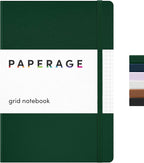 PAPERAGE Graph Paper Journal Notebook, (Dark Green), 160 Pages, Medium 5.6 in x 8 in - 100 GSM Thick Paper – Hardcover Grid Notebook for Work or School