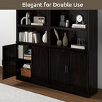 Bevfint 70 Inch Tall Bookcase with Doors, Library Office Bookshelf with Adjustable Shelves, Floor Standing Book Cabinet Shelves for Living Room Bedroom with Anti Tipping Kit, Dark Cherry Finish