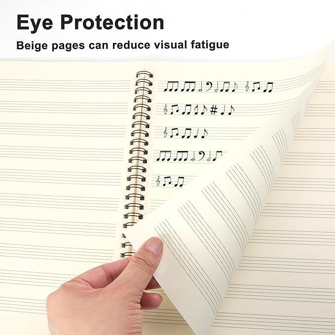 MoHern Blank Sheet Music Notebook, 160 Pages Composition Staff Paper Notebook 2 Pack, Manuscript Paper Notebook, 10 Staves (Music clef notebook)
