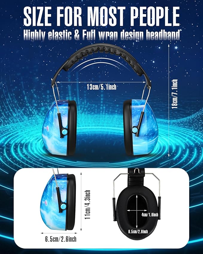 Copkim 12 Pcs Hearing Protection Ear Muffs NRR 28dB Noise Reduction Headphones Shooting Ear Protection Earmuffs (Starry Sky Blue)