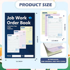 50 Sets Job Work Order Form Book 3 Part Carbonless Work Order Invoice Book 5.5 x 8.3 inch Job Order Forms with Numbers and Tear Off Top with Hard Backing for Business Service (1)