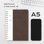 Spiral Notebook-5.75" x 8.125" College Ruled Journal with Inner Pockets and 160 Pages,PU Leather Cover Business Journal, Twin-Wire Binding Notebook Perfect for Office & Home School Supplies Coffee