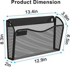 BOHDK Wall File Organizer, Mesh Hanging File Organizer, Home Office Organization and Storage, 3 Single Pockets Document Magazine Rack