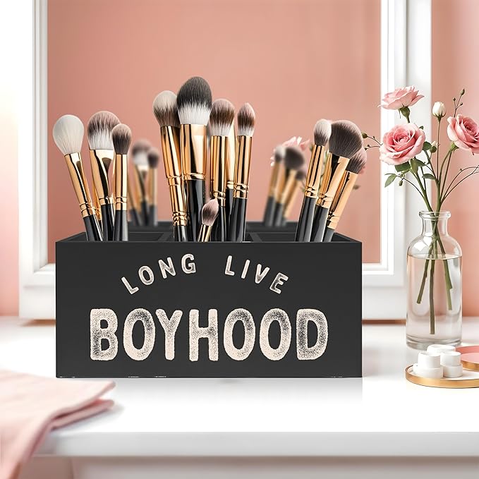 Exqcom Long Live Boyhood Pen Pencil Crayon Holder for Boys, Kids Toothbrush Holder, Boys Room Decor, Back to School Gifts Essentials for Kids