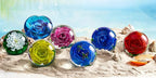 EUSTUMA Hand Blown Glass Flower Paperweight Figurine for Office Desk.Give You A Gift from The Person You Love, The Garden Decoration.(White Lotus Leaves)