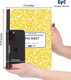 EPI 12 Pack Wide Ruled Composition Notebook Assorted Marble Colors - 200 Pages (100 Sheets), 9-3/4 x 7-½ - Classroom Back to School Supplies, Heavy Duty, Durable Hardcover Office Notebooks, Sewn