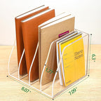 AIDIMOO Acrylic Magazine File Holder, 4 Vertical Compartments Desk Document Sorter Organizer, Clear Folder Rack Binder for Office, Documents, Tablets, Magazines, Books – Home/Classroom Rack