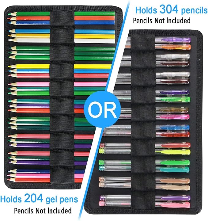 YOUSHARES Color Pencil Case 300 Slots - Oxford Colored Pencil Case with Zipper Holds 300 Colored Pencils or 200 Gel Pens for Prismacolor Colored Pencils & Gel Pen (Quicksand Blue)
