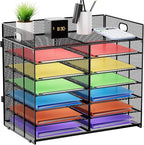Marbrasse Desktop Literature Organizer, Mesh Paper Organizer, Desk Organizers, File Sorter Mail Center Paper Storage Cabinet Classroom Keepers Mailbox for Office Home School, Black