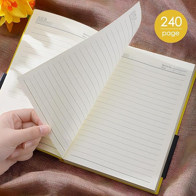 ipoul Soft Cover Notebook, A5 Journal, 6"x8" Lined Notebook for Writing, Wide Ruled Journal, PU Leather Softcover Journal, Gifts for Women, Yellow Daffodil