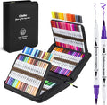 Ohuhu Markers for Adult Coloring Books No Bleeding 120 Colors Water-based Dual Tips Fineliner & Brush Coloring Markers for Kids Adults Beginners Drawing Pens for Journaling Lettering - Maui - White
