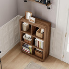 ChooChoo 3-Tier Bookshelf, 6 Cube Storage Organizer, Wooden Bookcase with Storage, Cube Storage Bookshelf for Bedroom and Home Office, Brown Walnut