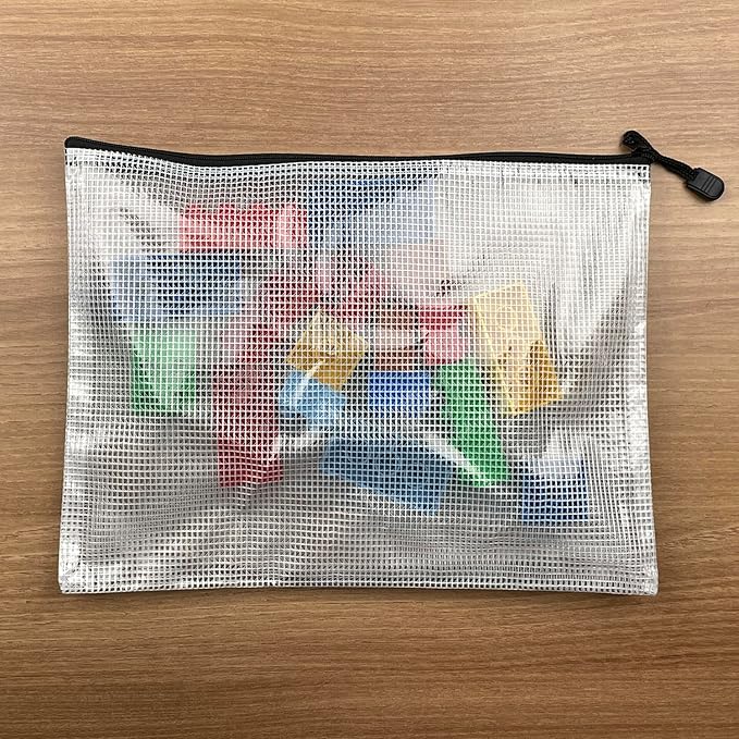 Oaimyy-8"x10"-18 Pcs-Plastic Mesh Zipper Pouch Document Folders Bag Zip File Bags for Office Supplies,Home,Travel Storages,Puzzle Board Games Storage-(Multicolor)