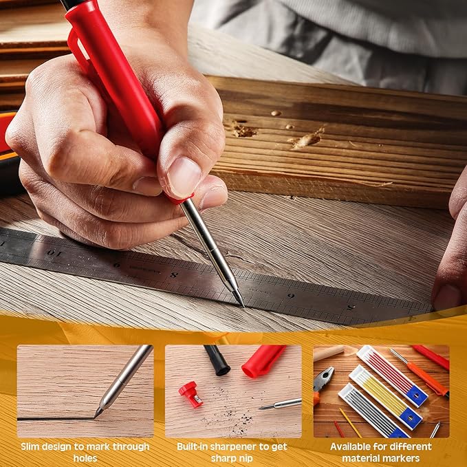 Zhehao 120 Pieces 2.8 mm Carpenter Pencils Lead Refills HB Refill for Construction Pencils Refills Mechanical for Writing Drawing Drafting Woodworking Construction(Black, Red, Yellow)