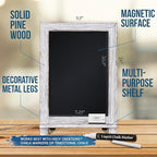 HBCY Creations Rustic Whitewash Tabletop Chalkboard Sign / Hanging Magnetic Wall Chalkboard / Small Countertop Easel / Kitchen Memo Board, 9.5" x 14", for Weddings, Birthdays, Baby Announcements