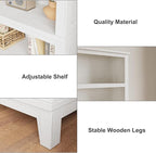 IDEALHOUSE 71" Farmhouse Bookshelf w/Adjustable Shelves & 31.5 in Whidth, 5 Tier Tall Bookshelf with Wooden Legs, Vintage Wooedn Book Shelf for Living Room Office (White, 71.3" H x 31.5" W x 11.8" D)