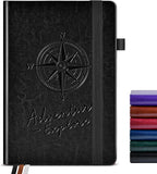 PAIBAS Graph Notebook for Women Men, 160 Pages Grid Paper, Graphing Notebooks for School, Work, Quad Ruled, Inner Pocket, A5 Hardcover Vintage Leather Journals for Writing, 5.8"x8.5" (Black)