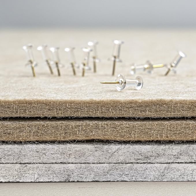 Lightomorrow Bulletin Board, 24 x 18 inches Felt Board Decorative Pin Board, Cork Board Alternative for Wall, Foldable Photo Board Self-Adhesive Vision Board Mood Board with 20 Pushpins - Marble White
