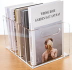 AIMOLLY Clear Acrylic Organizers - 5 Vertical Compartments Acrylic Folder Organizer & File Organizer, Desk Document Storage Bins for Magazines, Binders - Multipurpose Home Office Desk Organizer