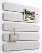 Fluxynara Cork Board Alternative Felt Strip Board 5-Pack 13"x2", Office Pin Board with 35 Push Pins, Adhesive Install for Bedroom Door & Home Office(Oatmeal)