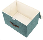 TYEERS Foldable Storage Boxes with Lids 5 Pack Fabric Storage Bins with Lids, Closet Organizers for Clothes Storage, Room Organization, Office Storage, Toys - Aqua Deep