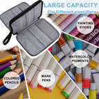 VASCHY Colored Pencil Case, Corduroy Large Pencil Pouch for Art Pens Markers Gel Pens Big Holder Organizer Fits 192 Pencils for Girls Women Black