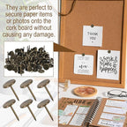 100 Pcs Heavy Duty Thumb Tacks, 7/16 Inch Flat Head Carpet Tacks, Decorative Extra Long Push Pins for Office Home Furniture Upholstery Carpets Wood Surfaces(Antique Brass)