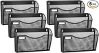 samstar 6 Pack Mesh Wall Mounted File Holder Metal Wall File Pocket Mail Organizer for Office/Home(with Label Panel)