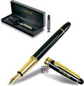 FANSTIK, Customized Fountain pen with name (MADE IN USA), stainless steel, black and gold, luxury engraved pen personalized for men and for women. (Fountain Black-Gold)