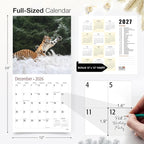 RED EMBER Tigers 2026 Wall Calendar 12 Month | 12" x 24" Open | Thick & Sturdy Paper | Holiday Gift | Big Cats Animal Calendar 2026