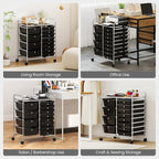 LDAILY 12 Drawer Rolling Storage Cart, Rolling Cart with Drawers for Classroom, Art Supply Craft Organizer on Wheel with Metal Frame & Handles for Home Office School (Black, 12 Drawer Left-Right)